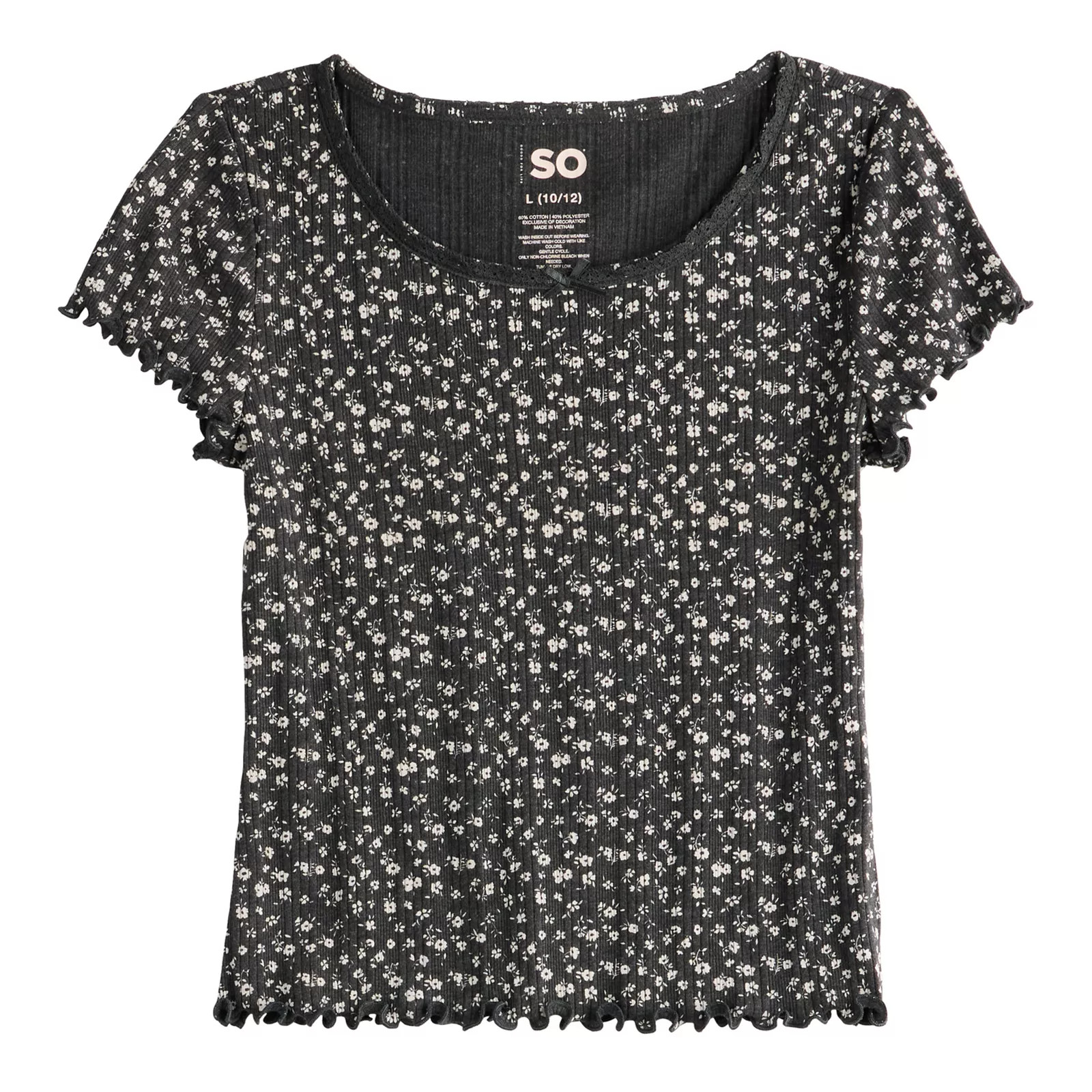 6-20 Girls SO® Lace Trim Short Sleeve Tee in Regular & Plus Size | Kohl's