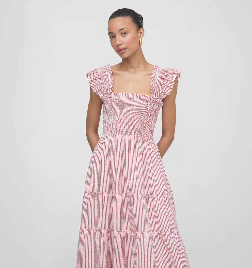 The Ellie Nap Dress - Red Ticking Stripe | Hill House Home US