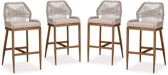 Amazon.com : PURPLE LEAF Counter Height Bar Stools Set of 4 Rattan Chair Boho Aluminum Woven Coun... | Amazon (US)