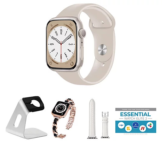 Apple Watch Series 8 45mm S/M GPS Smartwatch with Jewelry Bands - QVC.com | QVC