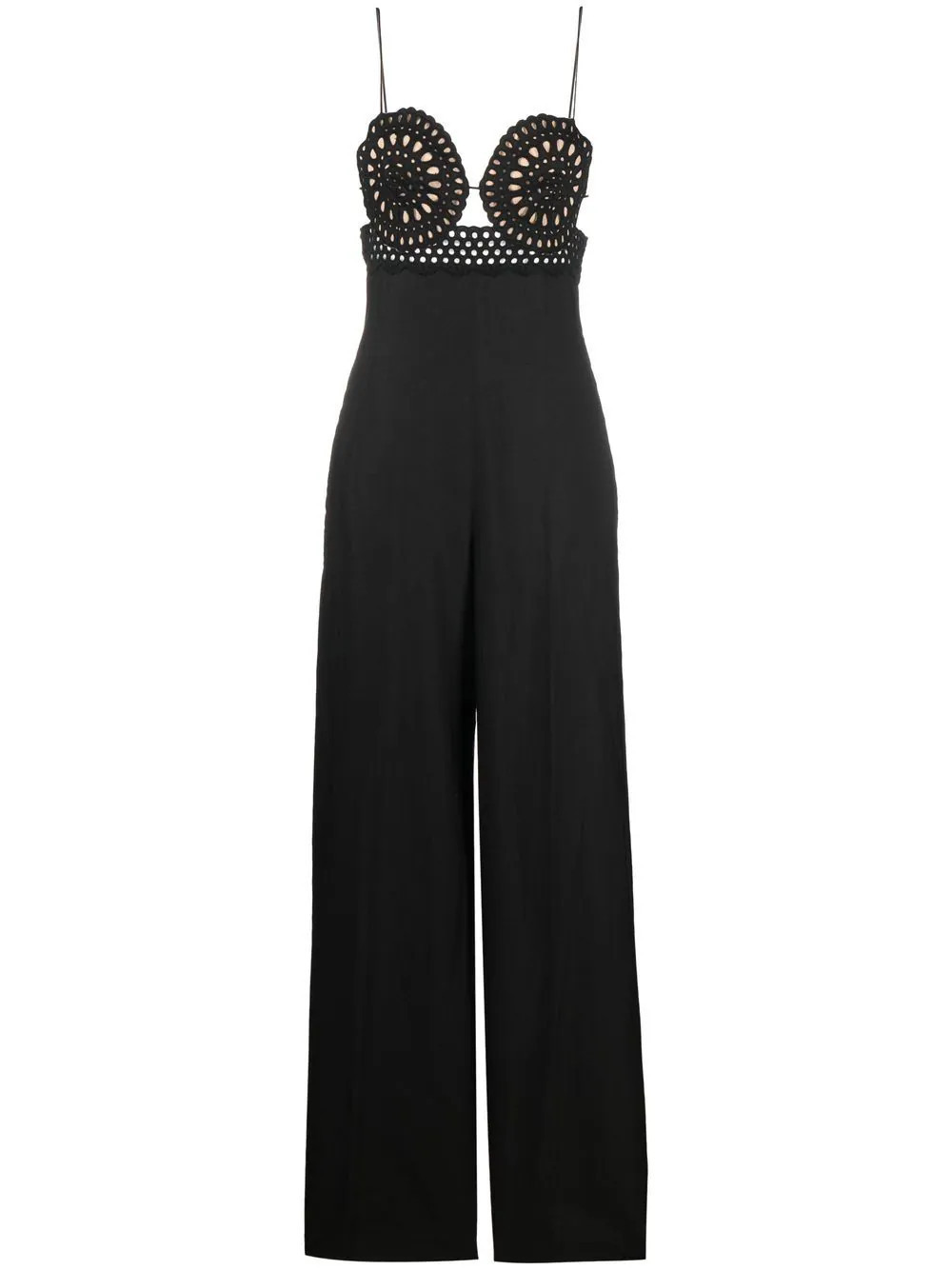 Stella McCartney broderie anglais flared-leg jumpsuit - Black | Farfetch Global