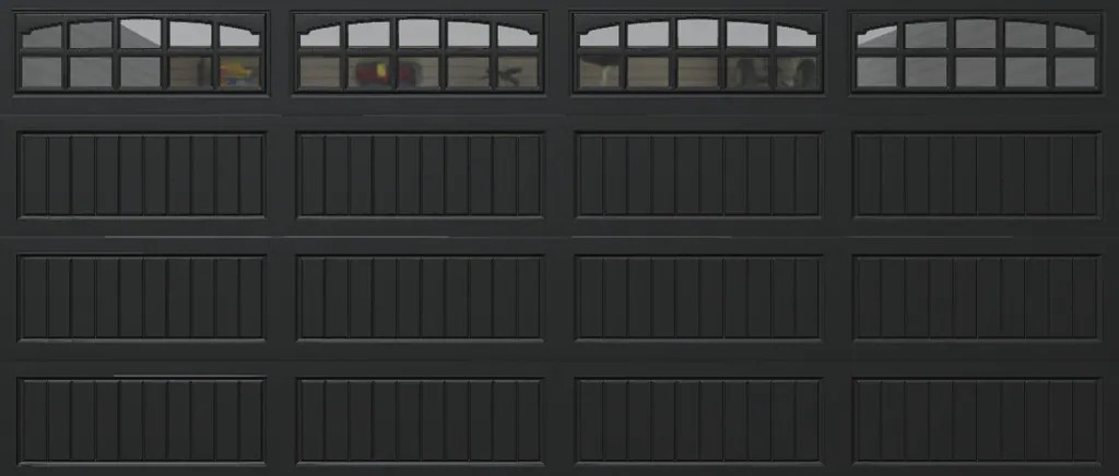 Wayne Dalton Classic Steel Model 8300 16-ft x 7-ft 12.12 R-Value Insulated Black Double Garage Door with Windows one_size | 8300SNMRBLCSDIV167 | Lowe's