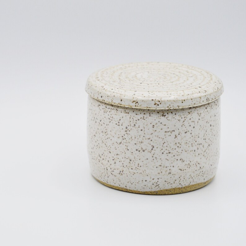 Small Speckled White Salt Cellar With Lid Rustic Farmhouse | Etsy | Etsy (US)