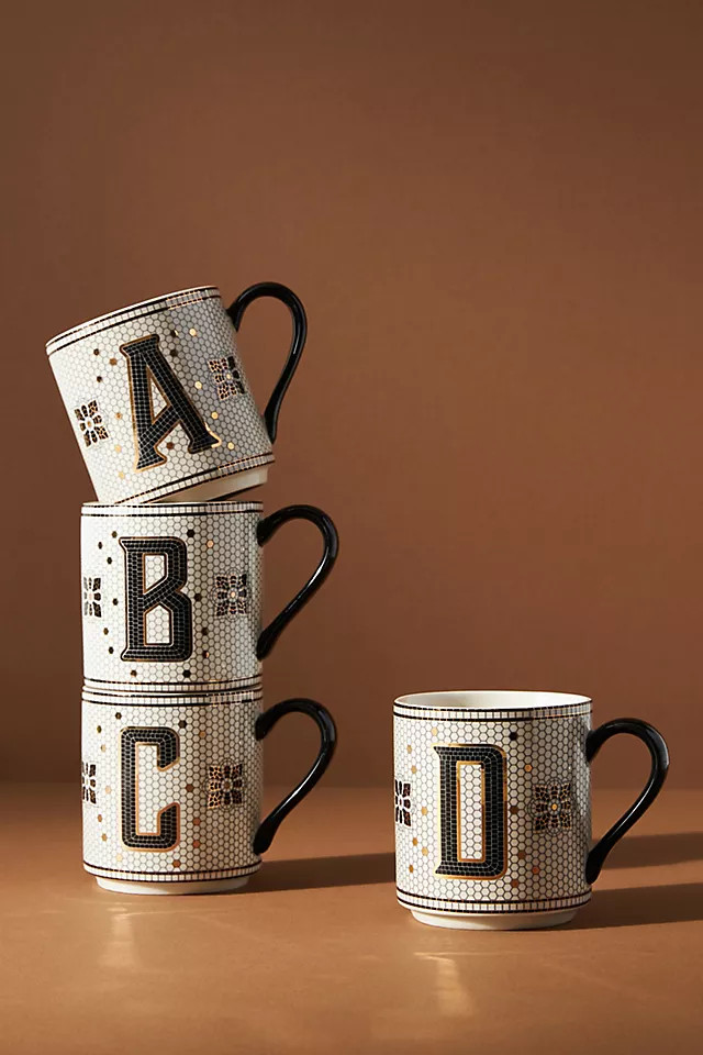 Bistro Tile Stoneware Mug: Monogram Edition | Anthropologie (US)
