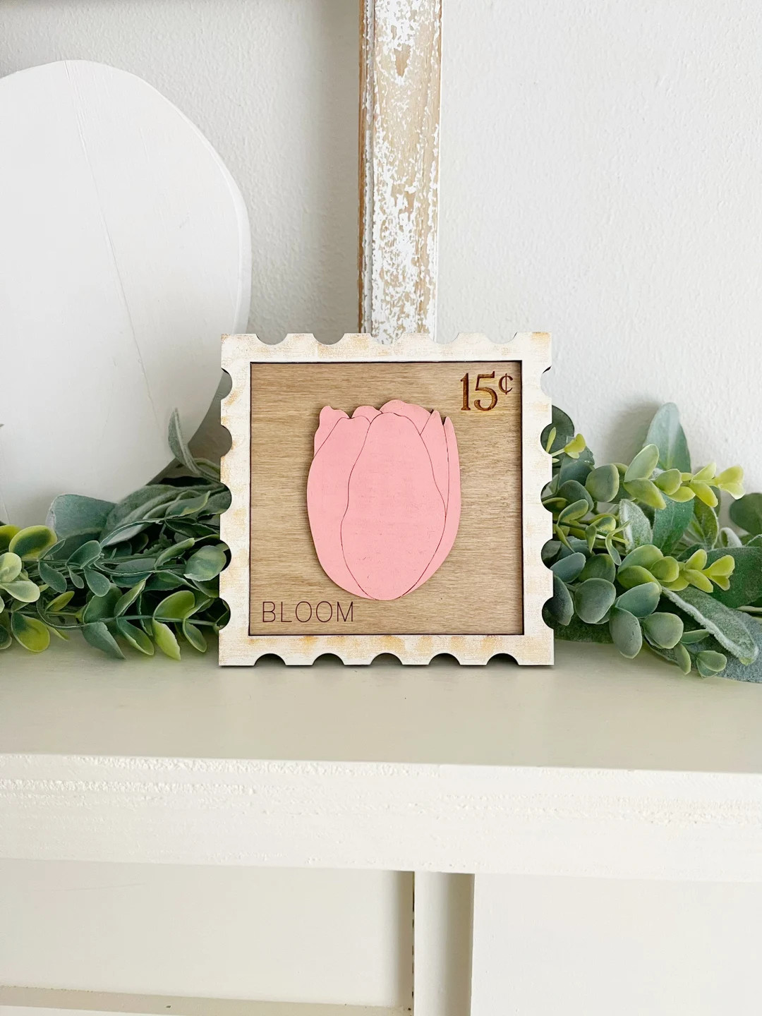 Tulip stamp sign, tiered tray decor, spring decor, Floral signs | Etsy (US)