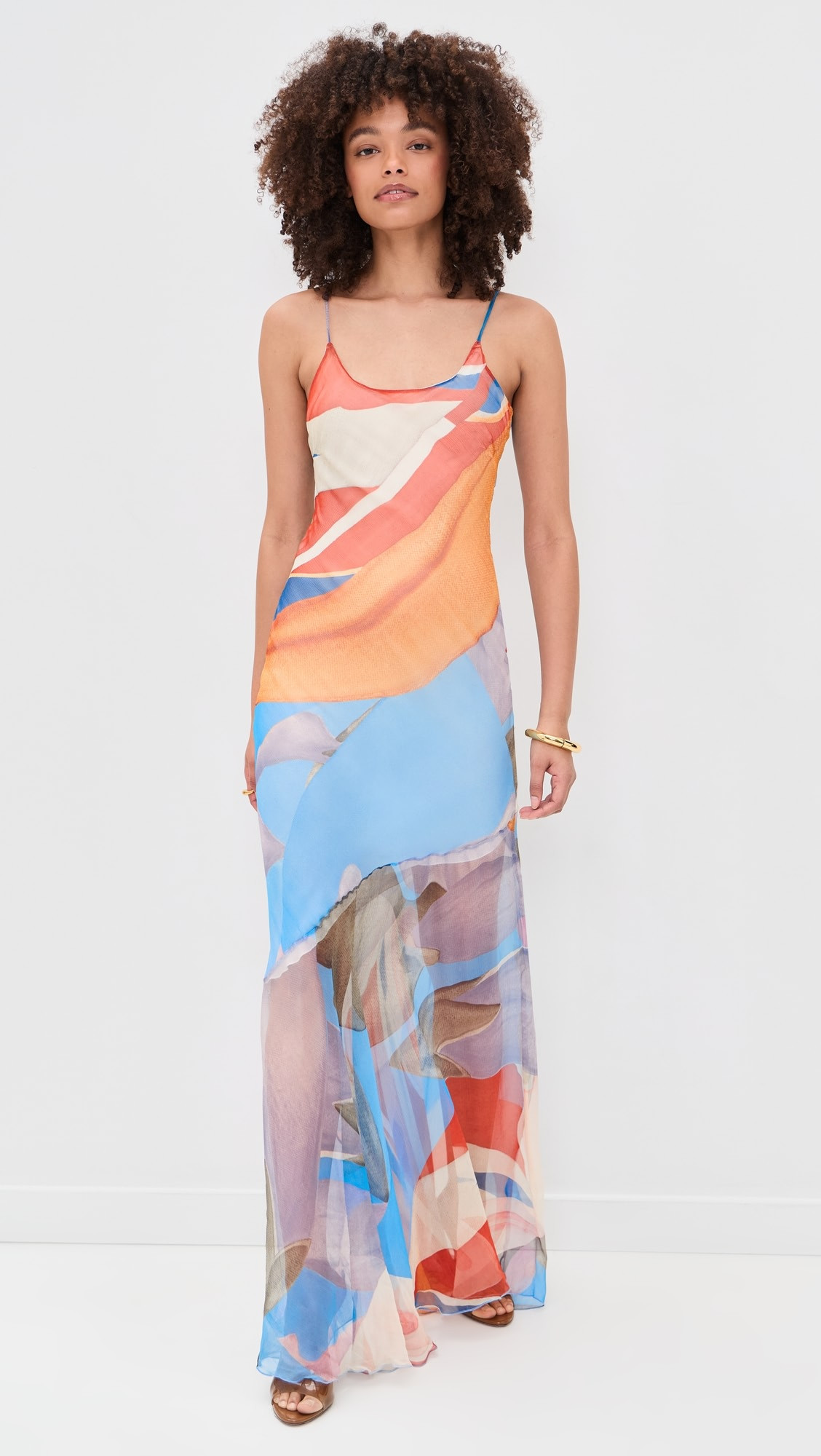 Palenque Flores Silk Chiffon Long Dress | Shopbop
