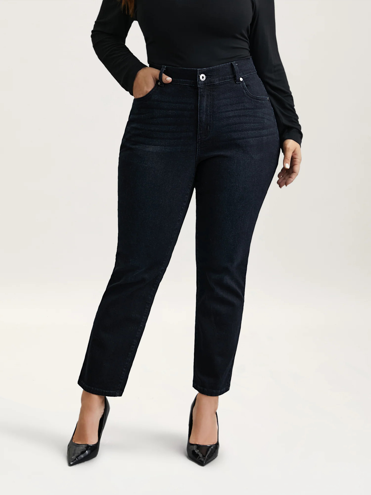 Whiskered Mid-Rise Skinny-Fit Jeans | Bloomchic