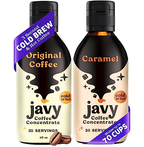 Javy Coffee Concentrate Bundle - Cold Brew Coffee, Perfect for Instant Iced Coffee, Cold Brewed Coffee and Hot Coffee - Original & Caramel | Amazon (US)
