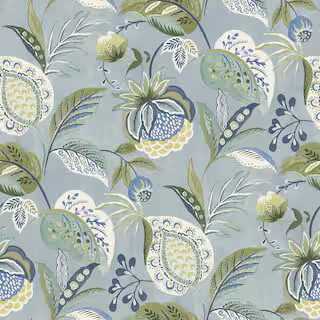 Bohemian Jacobean Blue Prepasted Non Woven Wallpaper | The Home Depot