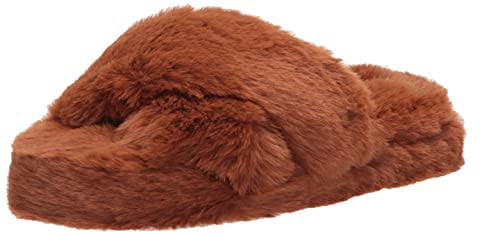 Amazon Essentials Women's Fluffy Slipper, Caramel, 6.5 | Amazon (US)