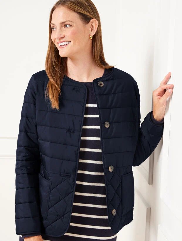 Quilted Collarless Jacket | Talbots