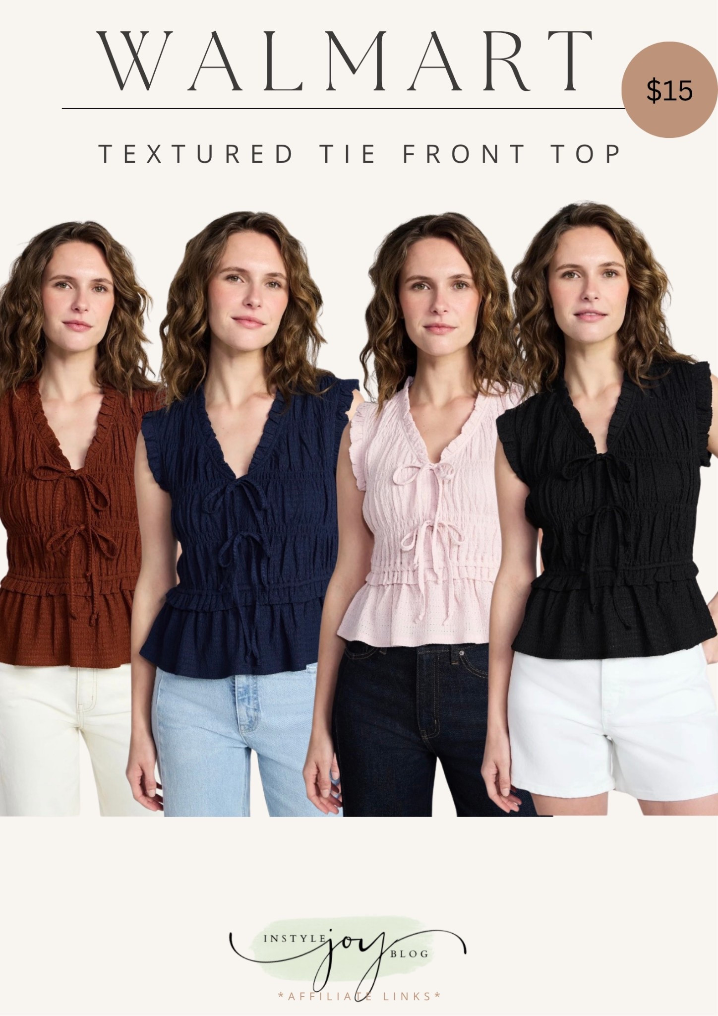 Walmart Time and Tru Women's Textured Tie Front Top, Sizes XS-XXXL

#LTKSeasonal #LTKWorkwear #LTKootd