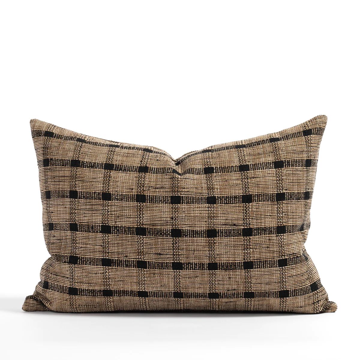 Harriet Check 14x20 Lumbar Pillow, Espresso | Tonic Living