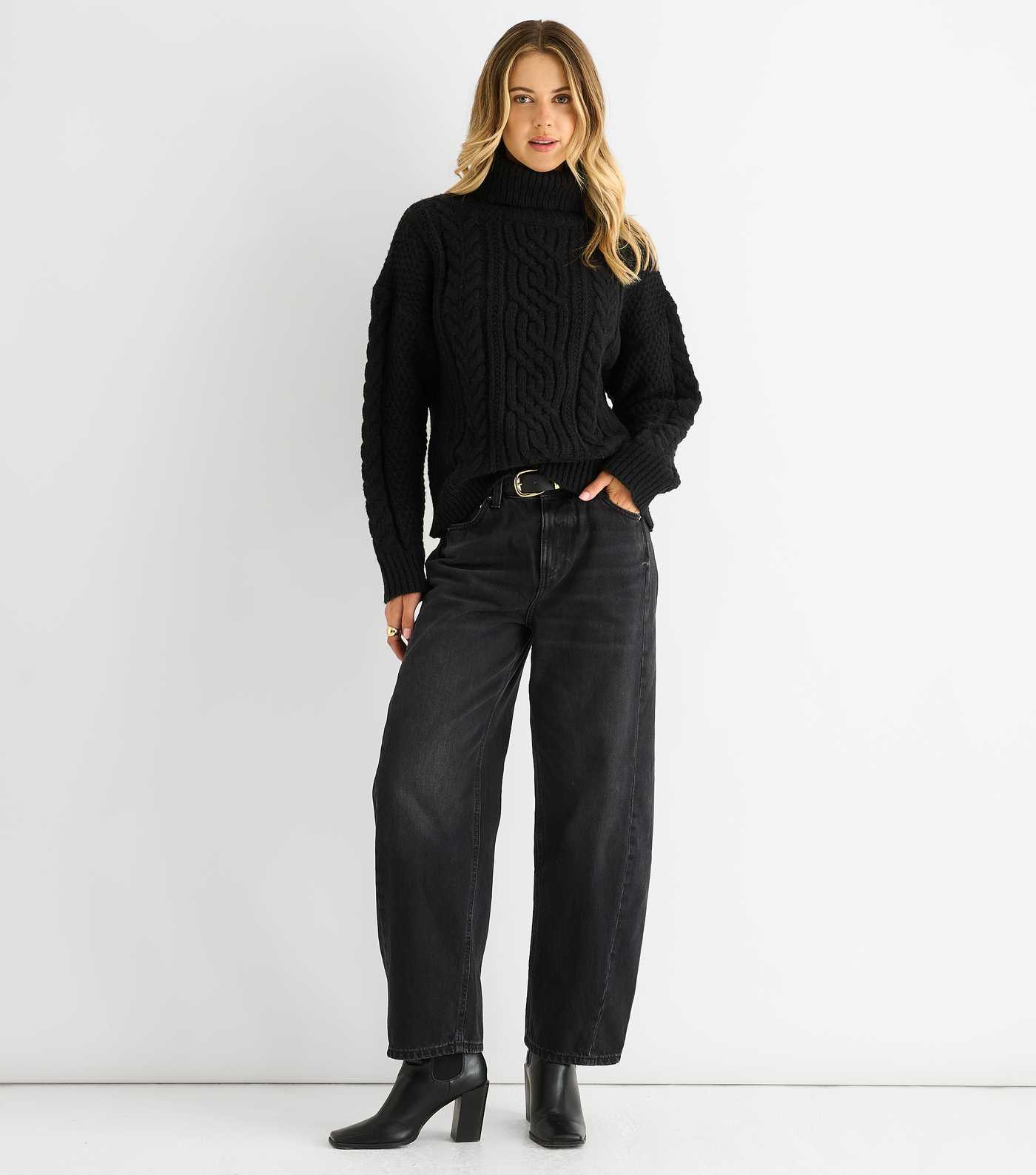Gini London Black Cable Knit High Neck Jumper | New Look | New Look (UK)