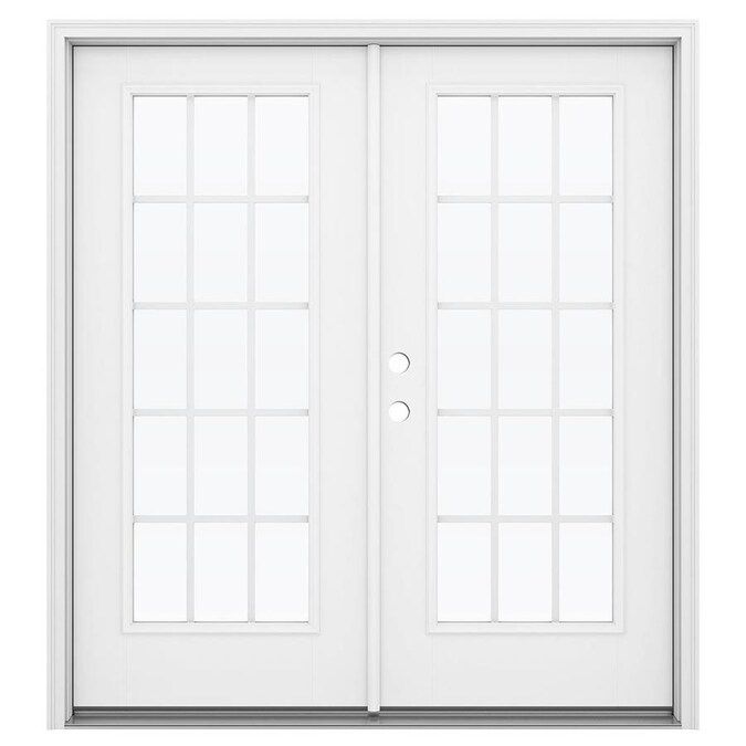 JELD-WEN 72-in x 80-in Grilles Between The Glass Arctic White Fiberglass Right-Hand Inswing Doubl... | Lowe's
