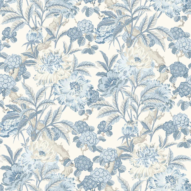 G P & J Baker Summer Peony Blue Wallpaper | DecoratorsBest