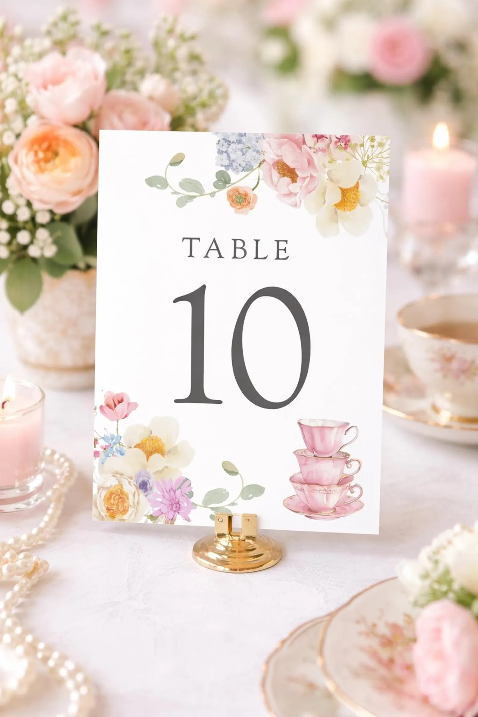 Wildflower Baby Shower Table Number Sign | Bridal Shower Printable Template | Tea Party Decor | E... | Etsy (US)