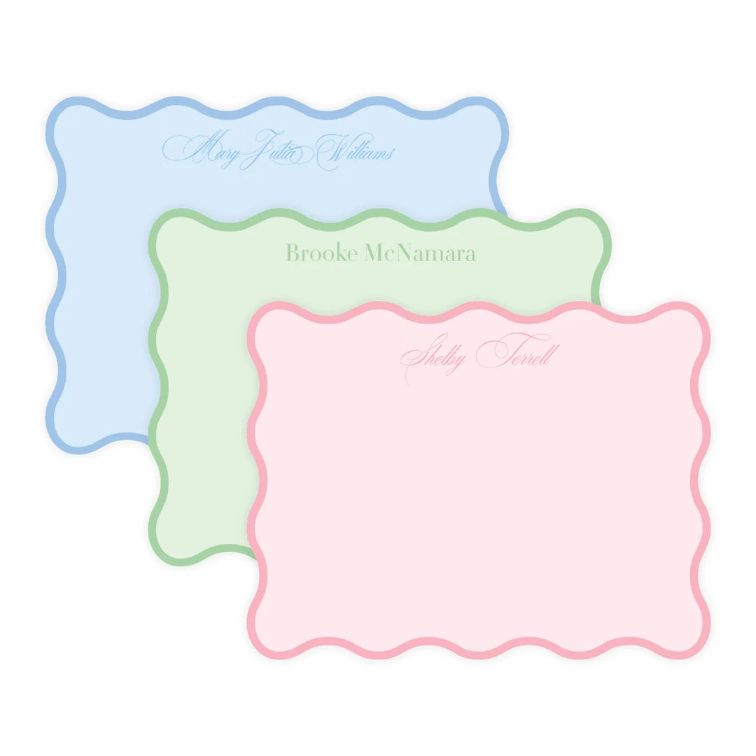 Petite Wavy Scalloped Stationery, Custom Personalized Stationery, Scalloped Notecards, A2 Notecar... | Etsy (US)