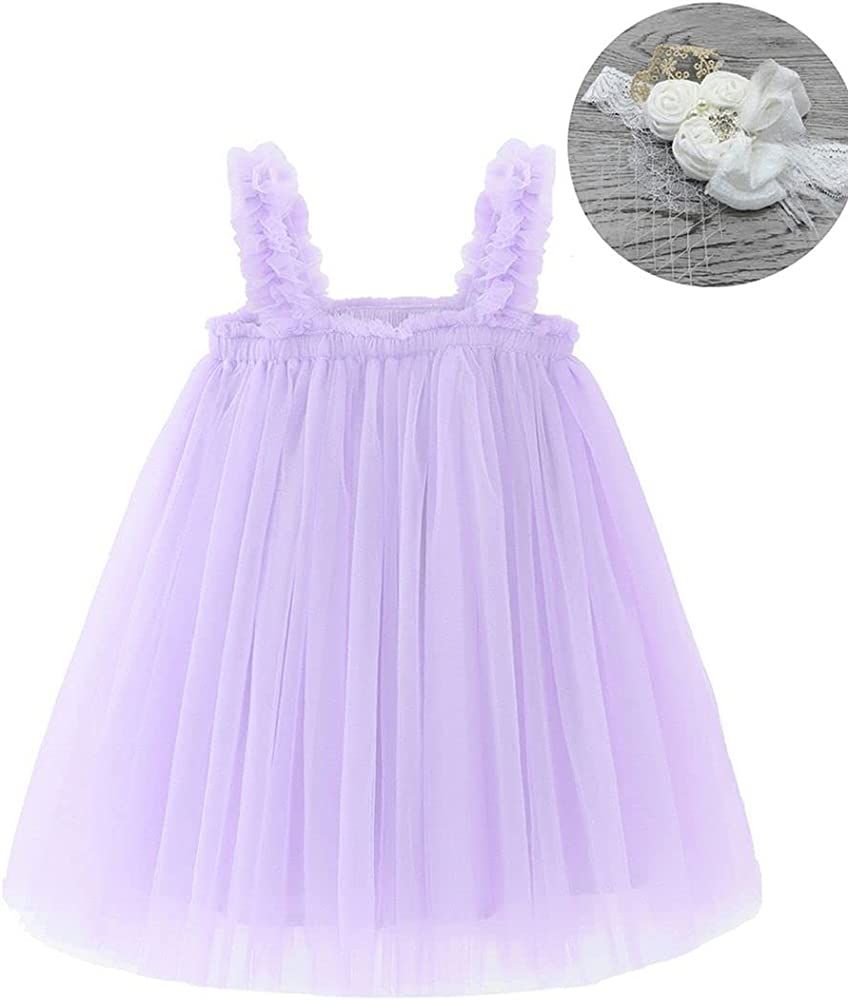 Bow Dream Baby Girls Toddler Tutu Dress Infant Tulle Dress Party Princess Dress with Flower Headband | Amazon (US)