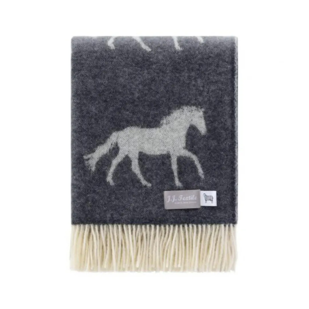 Black Horse Throw | Woven from Pure Wool | Equestrian Blanket | Etsy (Global)