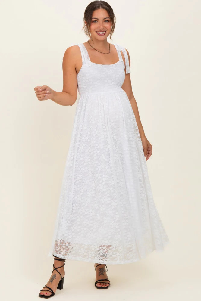 Ivory Sleeveless Lace Maternity Maxi Dress | PinkBlush Maternity