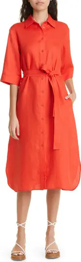 Short Sleeve Linen Midi Shirtdress | Nordstrom