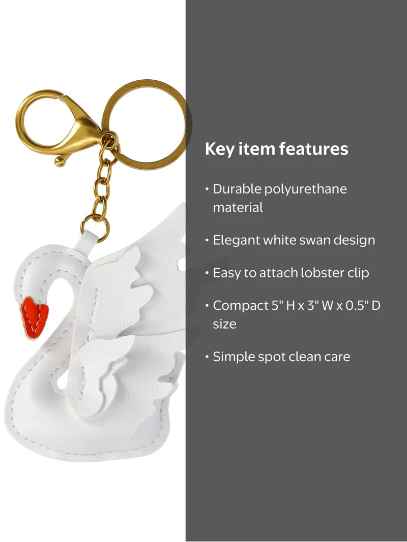 No Boundaries Women's White Swan Bag Charm, White | Walmart (US)