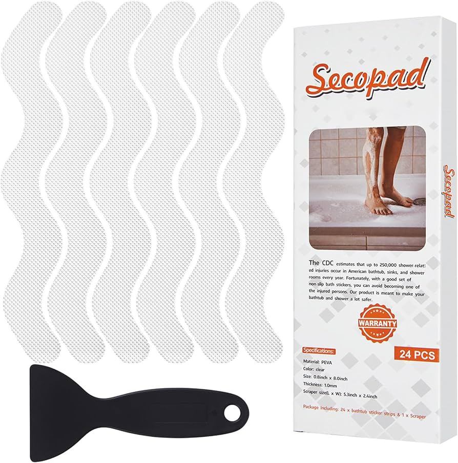Secopad Patented Anti Slip Shower Stickers, Adhesive Decals Safety Strips with Scraper for Bath T... | Amazon (US)