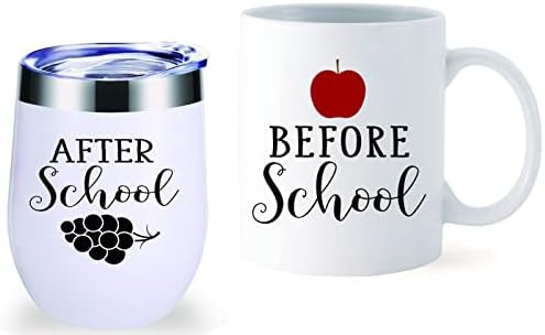 Before School After School 11 oz Coffee Mug & 12 oz Wine Tumbler Set Gifts for Teachers.Teacher G... | Amazon (US)