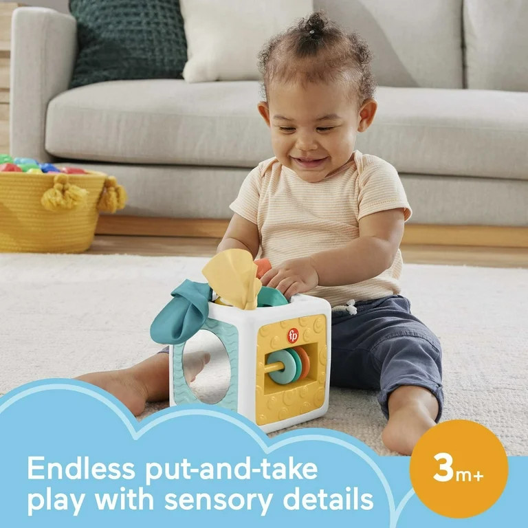Fisher-Price Tissue Fun Activity Cube Baby Sensory Crinkle Toys for Newborns, Unisex | Walmart (US)