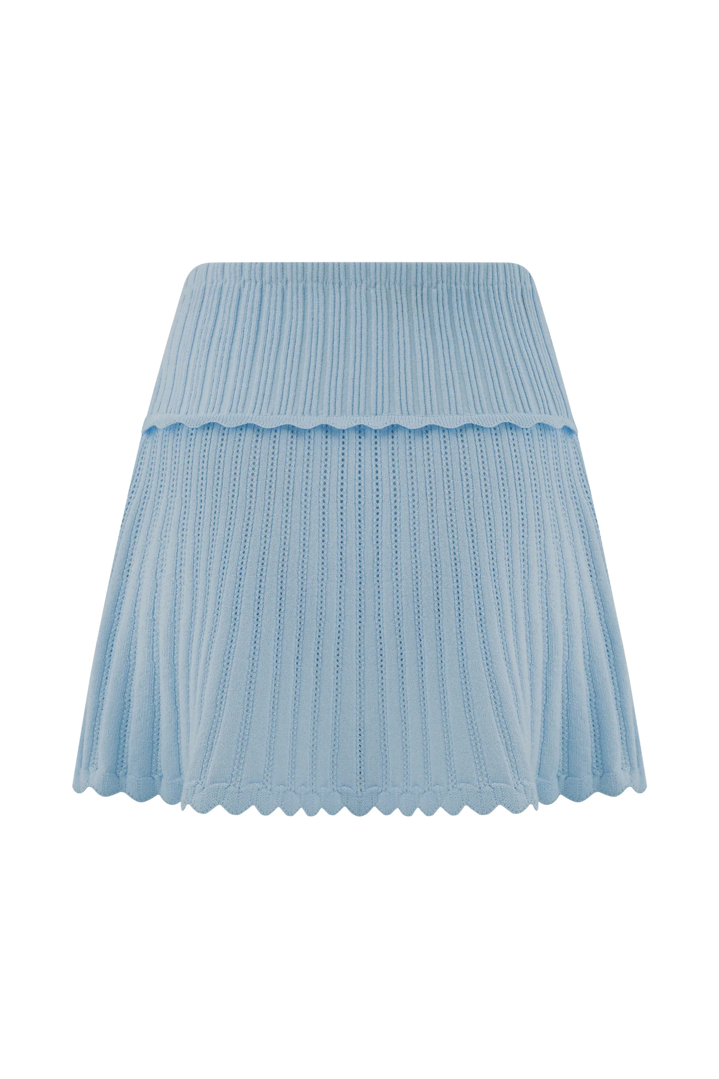 Indy Pointelle Knit Mini Skirt - Cornflower Blue | Meshki UK
