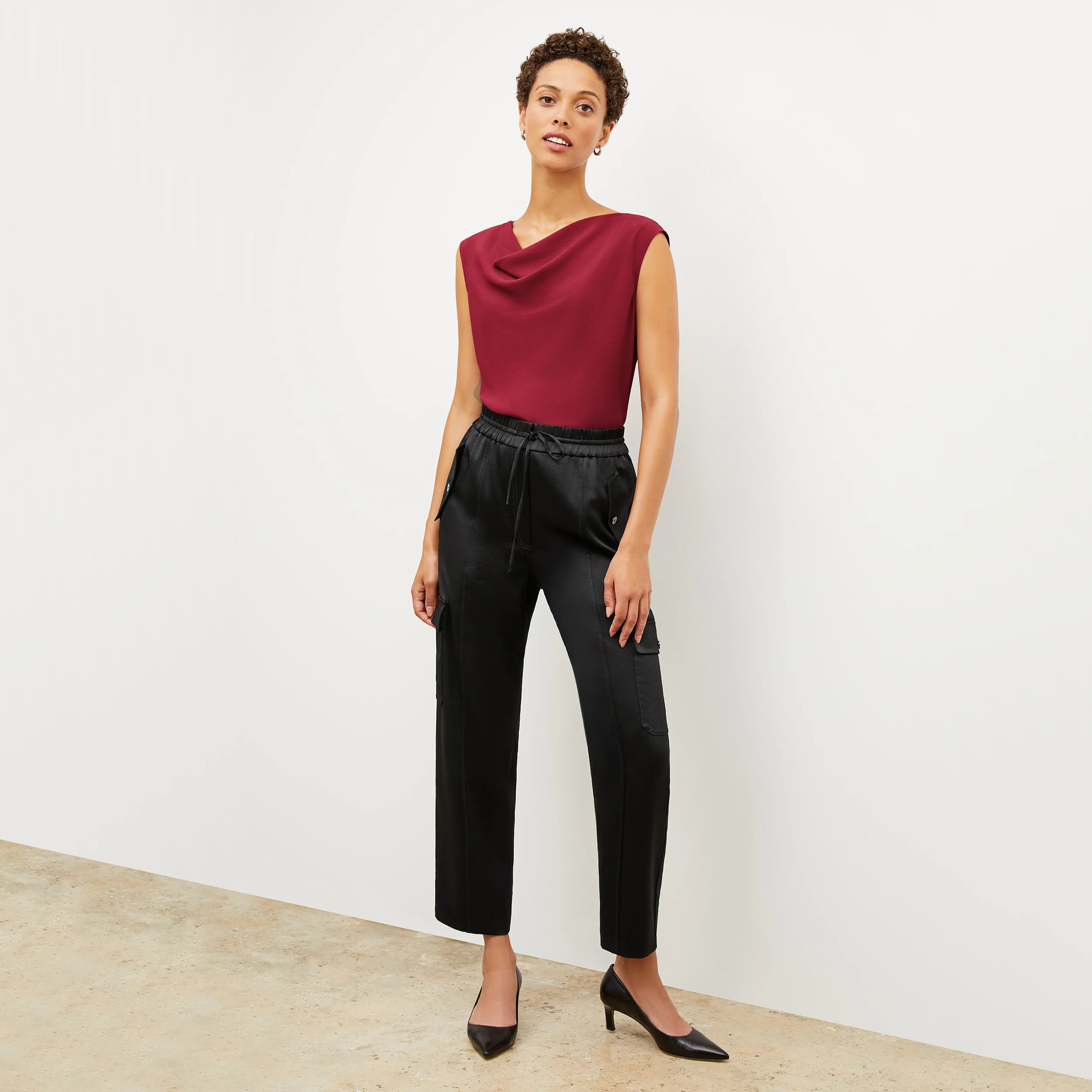 Giana Pant - Everyday Satin :: Black | MM LaFleur