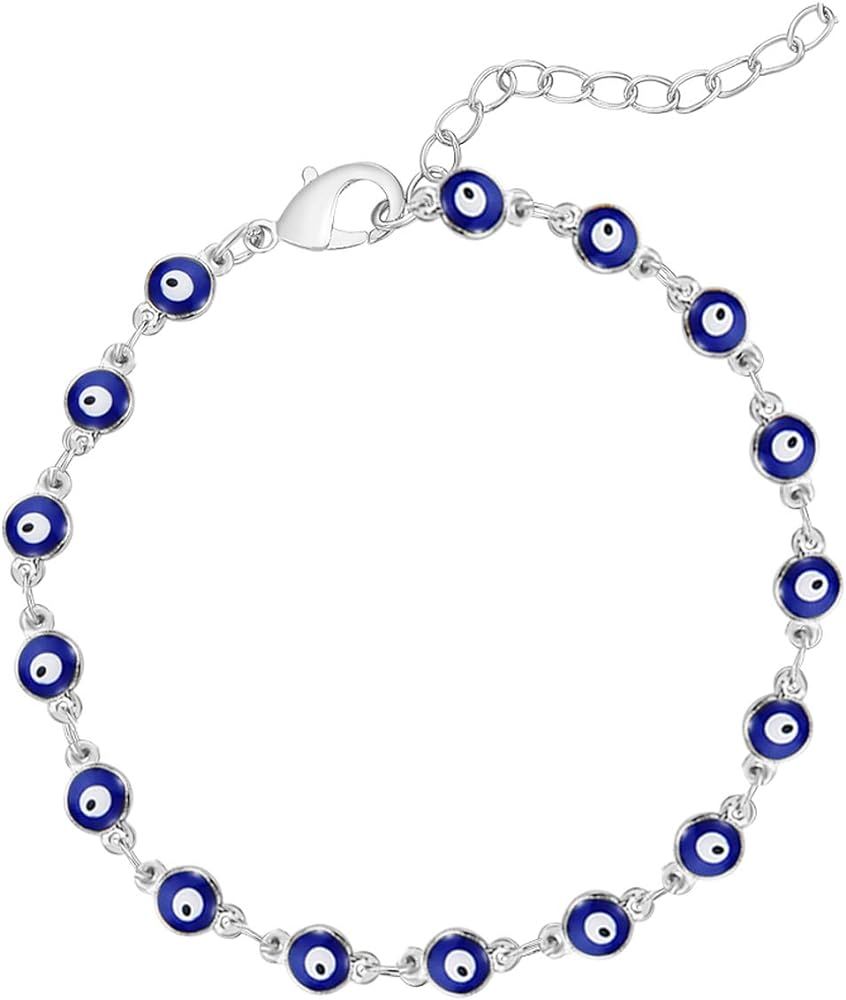 Evil Eye Bracelets Blue Eye Bracelet Evil Eye Jewelry Ojo Hamsa Bracelet Dainty Gold Bracelets fo... | Amazon (US)