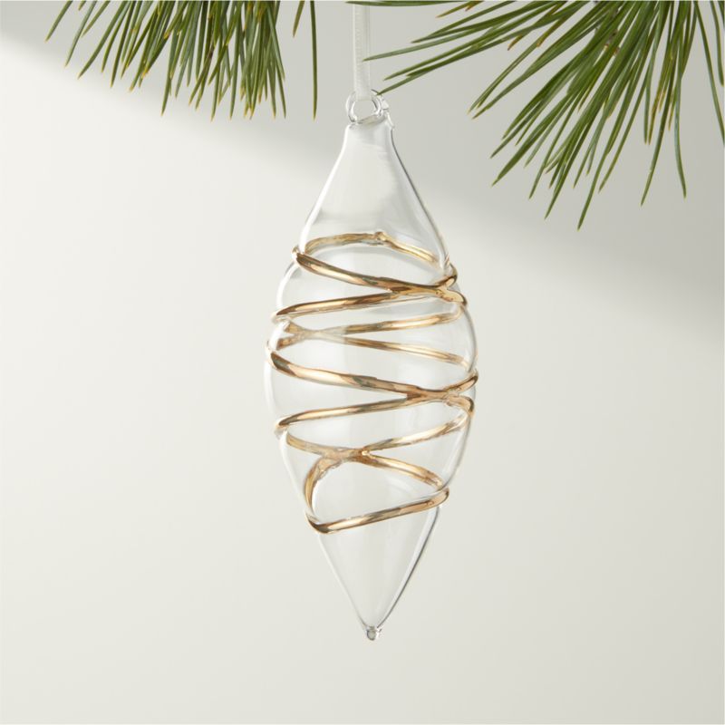 Salaria 24K Gold and Glass Teardrop Christmas Ornament 4.5'' | CB2 | CB2