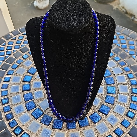 Vintage Blue Glass Graduated Beaded Necklace | Poshmark