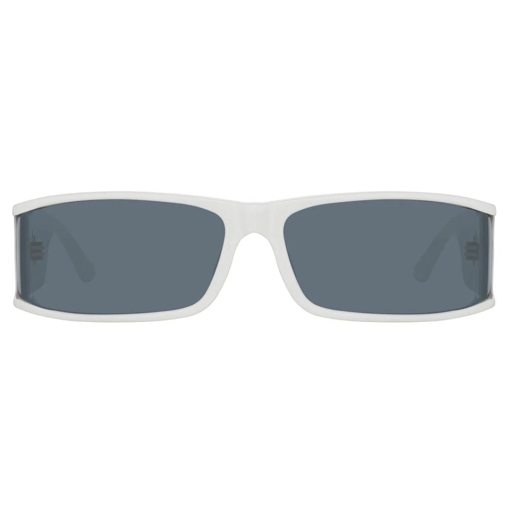 Mya Rectangular Sunglasses in White | Linda Farrow