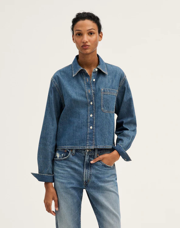 Denim Boxy Crop Button-Up Shirt | Madewell