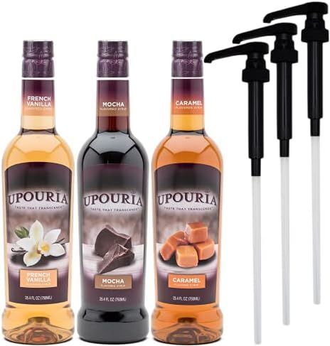 Upouria Coffee Syrup Variety Pack - French Vanilla, Mocha, and Caramel Flavoring, 100% Gluten Fre... | Amazon (US)
