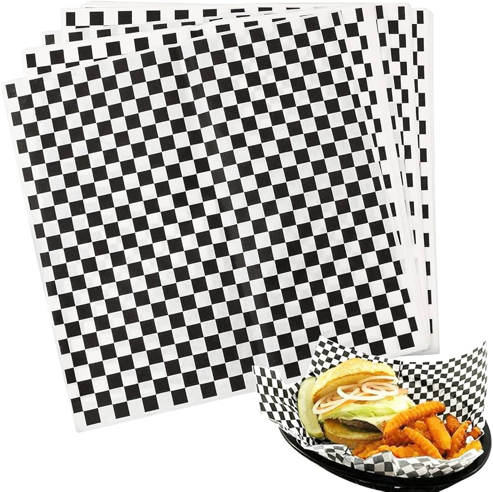 Hslife 100 Sheets Black and White Checkered Dry Waxed Deli Paper Sheets, Paper Liners for Plastic... | Amazon (US)