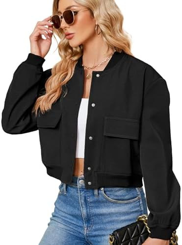 Zando Cropped Bomber Jacket Women 2026 Short Trendy Casual Varsity Jackets | Amazon (US)