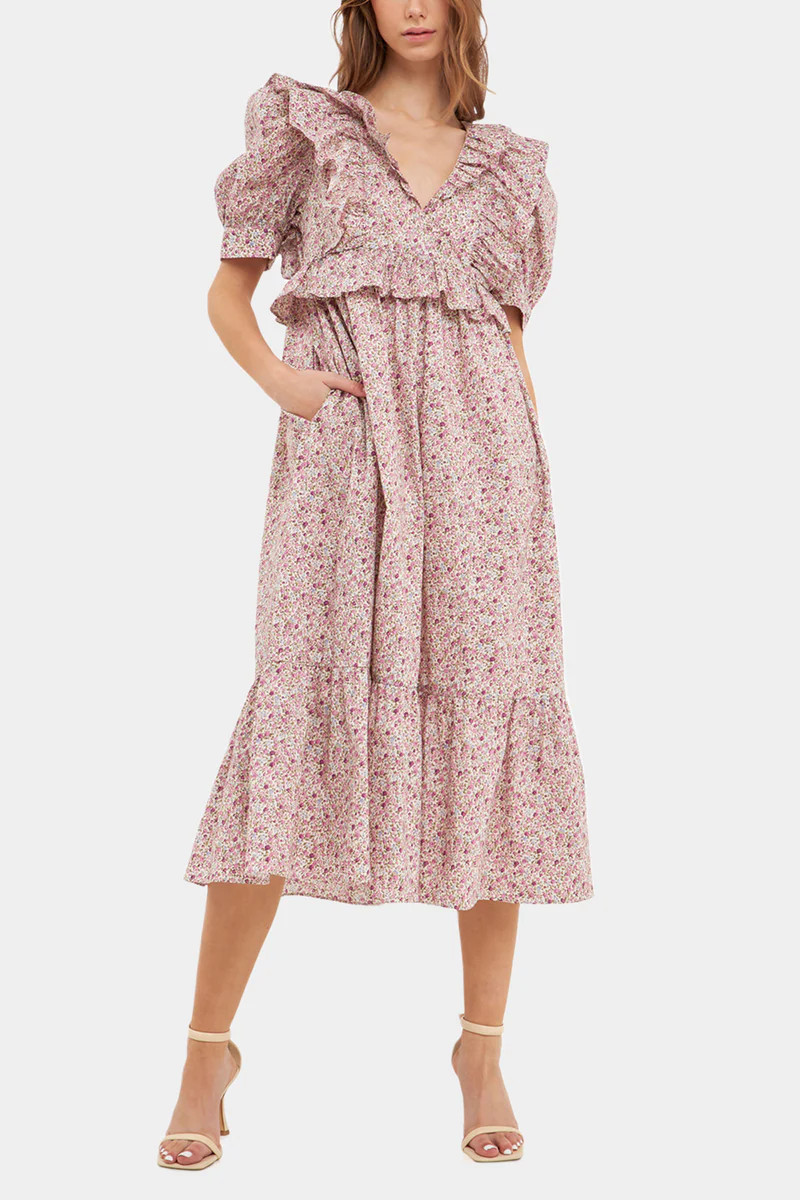Cotton Floral Ruffled Midi Dress | Lord & Taylor