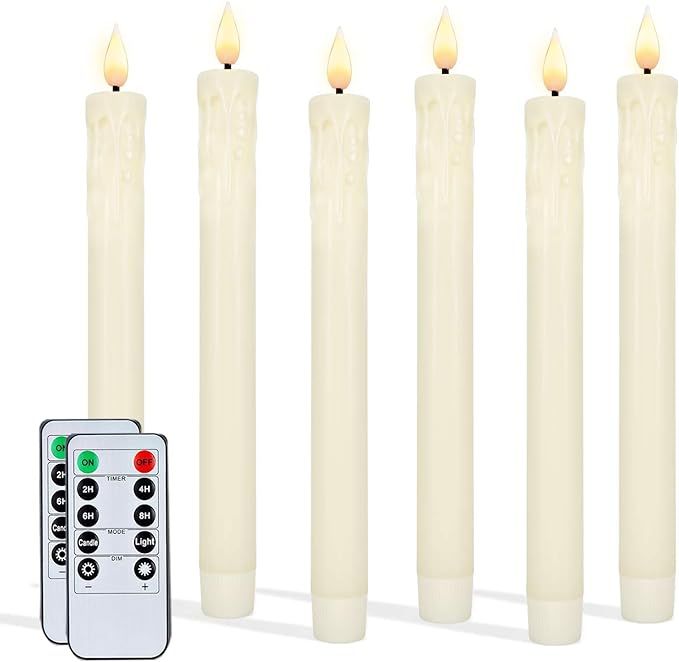 Amazon.com: 5plots Drip Wax Look Flameless Flickering Taper Candles with 2 Remotes and Timer，Re... | Amazon (US)