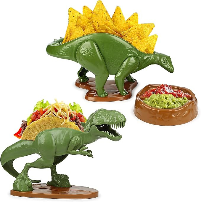 Tacosaurus Rex Dinosaur Taco Holder and Nachosaurus Nacho and Snack Dish Set | Amazon (US)