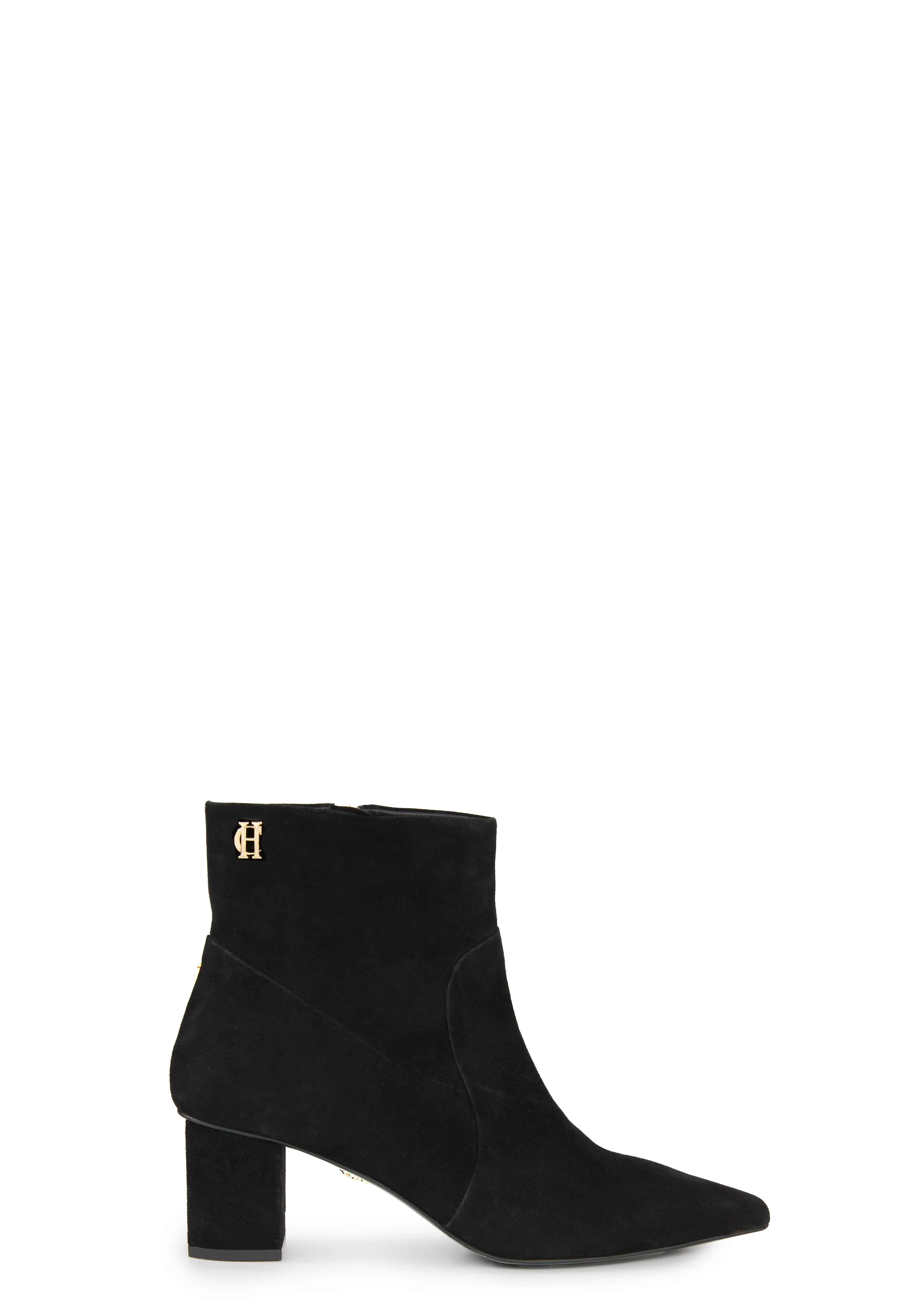 Regency Mid Heel Ankle Boot (Black Suede) | Holland Cooper