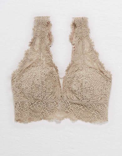 Aerie Eyelash Lace Plunge Bralette | American Eagle Outfitters (US & CA)