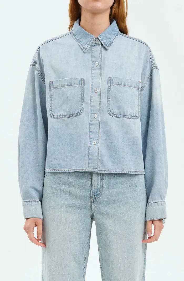DAZE The Editor Crop Denim Button-Up Shirt | Nordstrom | Nordstrom