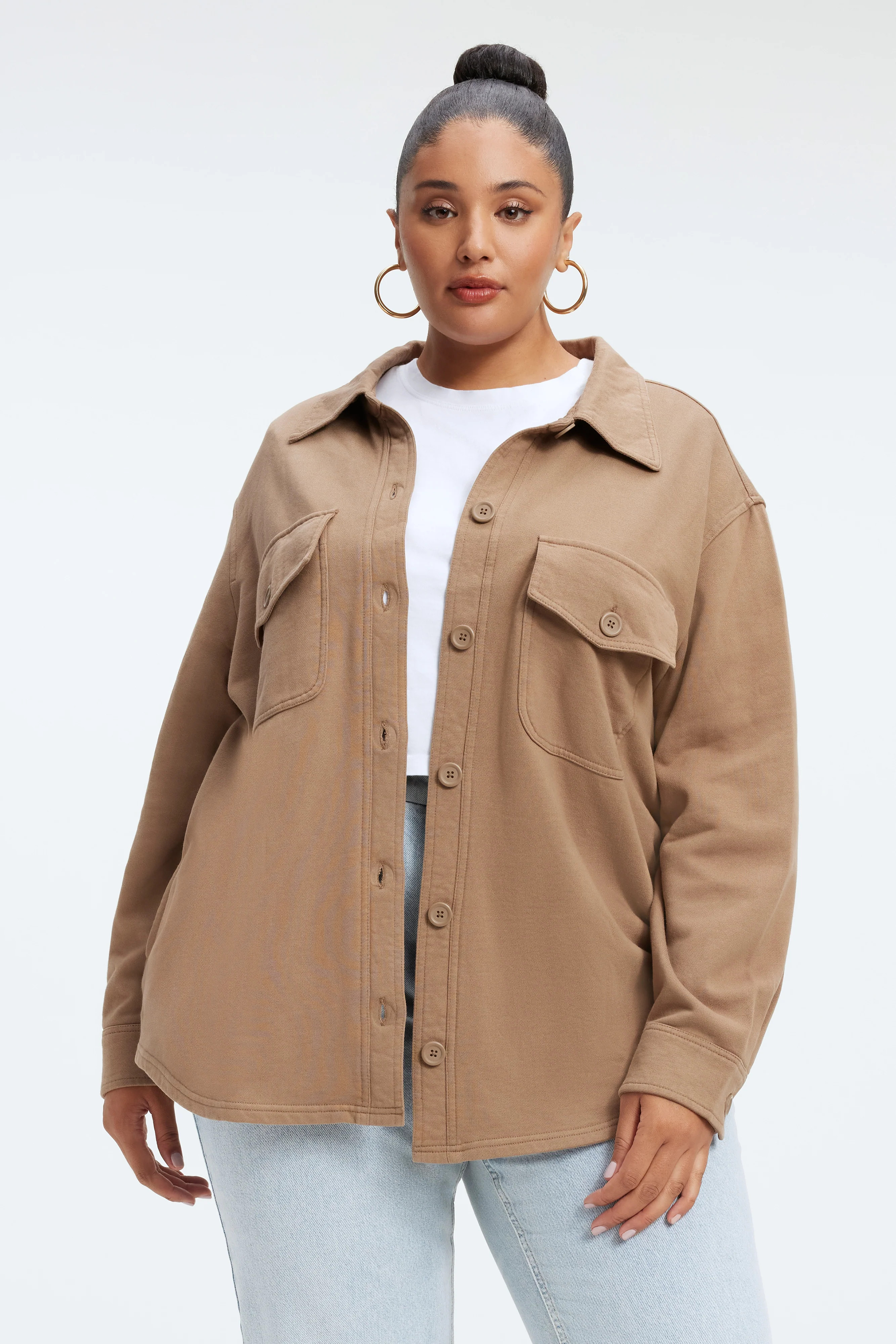 FLEECE SHACKET | PUTTY001 | Good American