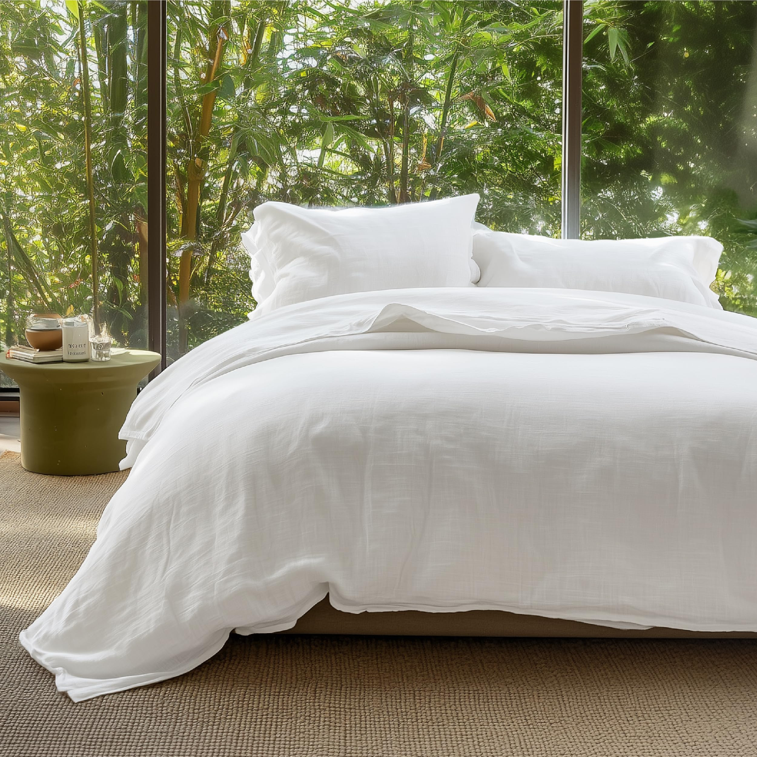 Bedsure Cooling Muslin Cotton Duvet Cover Queen Size - Cotton Blend Rayon Derived from Bamboo Duv... | Amazon (US)