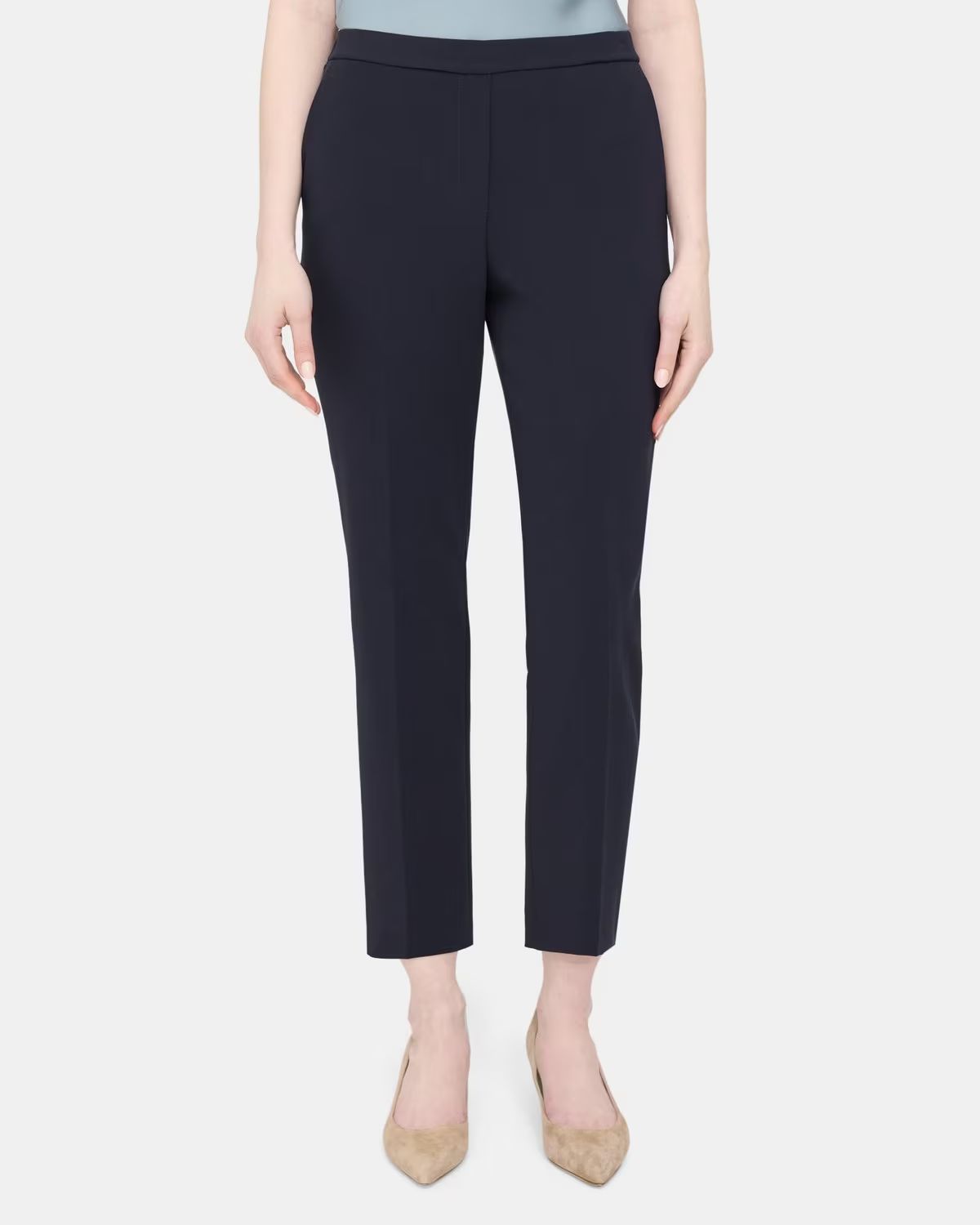 Slim Cropped Pull-On Pant in Crepe | Theory Outlet