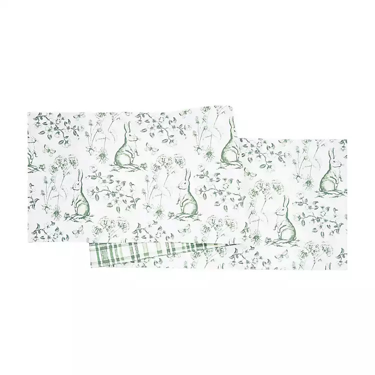 New! Green Bunny Toile Easter Table Runner | Kirklands